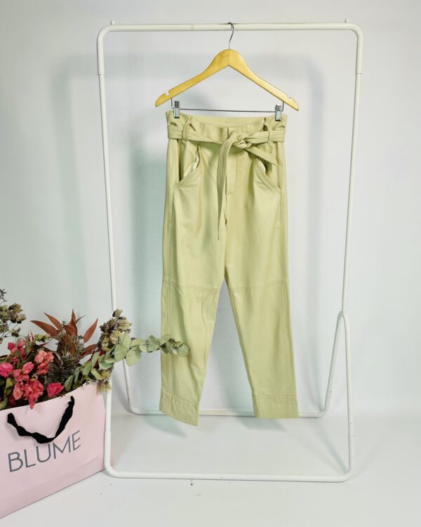 Calça couro bege com faixa na cintura ANIMALE - 36 - VENDIDO SIST OTO