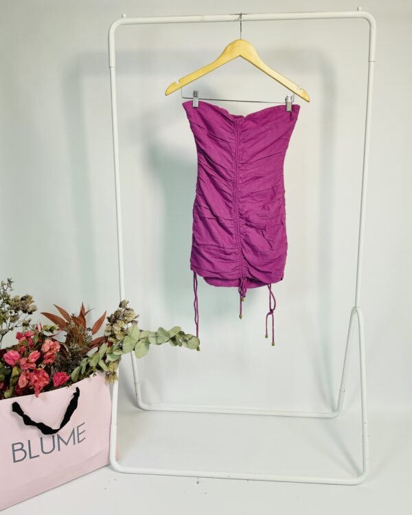 Vestido curto e sem alças roxo drapeado NV - PP