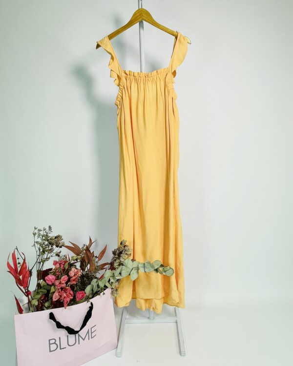 Vestido midi salmão elástico no colo MARIA FILÓ - G