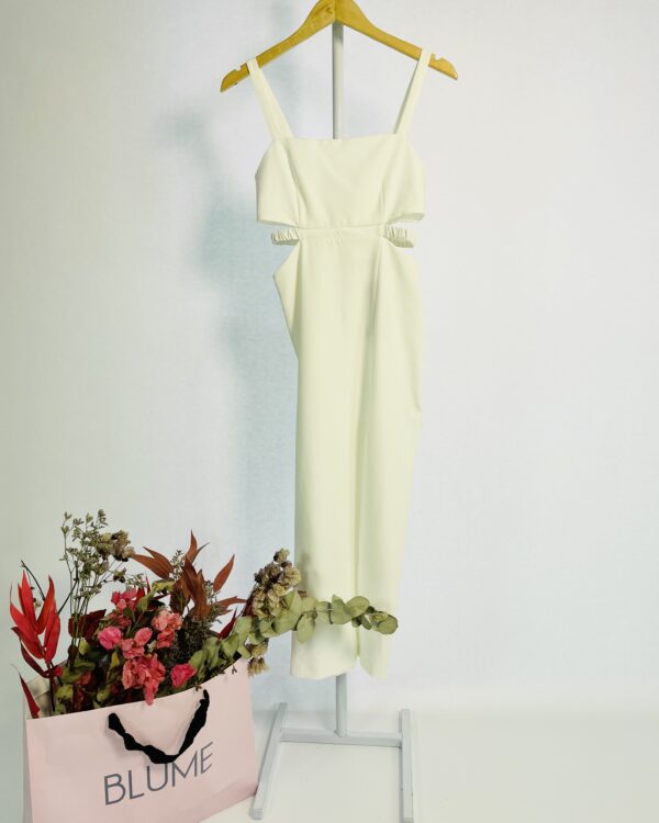 Vestido midi branco com recortes na cintrura ZARA - PP