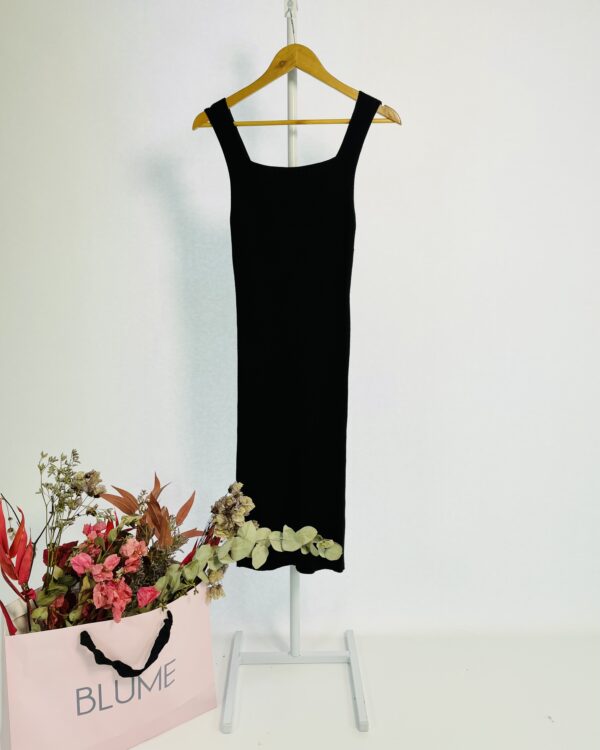 Vestido midi preto canelado tricot LENNY NIEMEYER - P - VENDIDO SISTEMA OTO