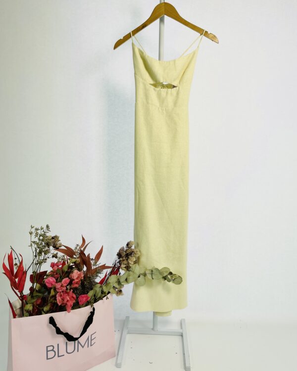 Vestido midi off white com fios de lurex dourados e recorte no busto FABULOUS AGILITÁ - 36