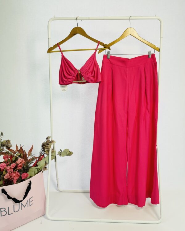 Conjunto top e calça pantalona rosa CAOS ID - 38
