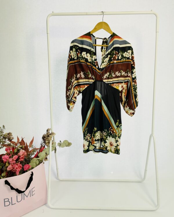 Vestido curto azul marinho estampa floral FARM - P