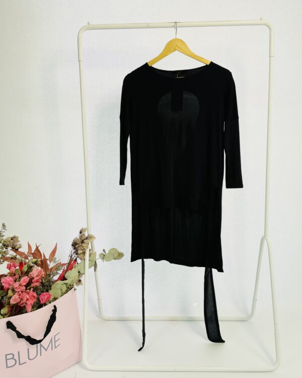 Blusa malha canelada preta mangas longas e decote nas costas ANIMALE - P