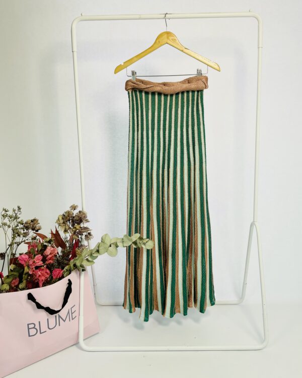 Saia longa tricot listras verde e rosa MARJU - M