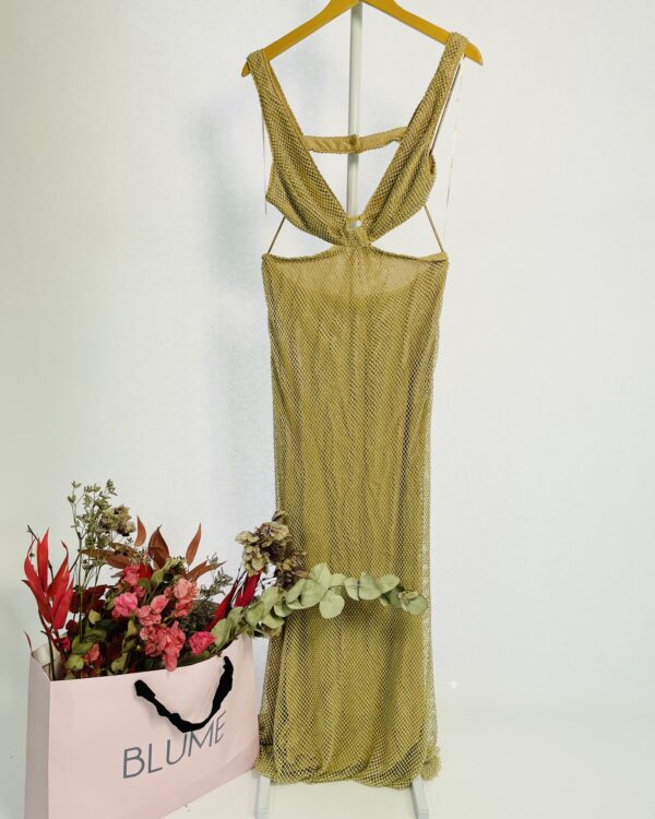 Vestido longo recortado na cintura pedrarias furta-cor FABULOUS AGILITÁ - 38 *nunca usado*