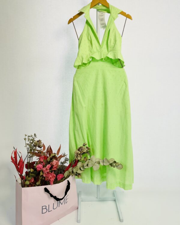 Vestido verde laise com recorte na cintura ANNE FERNANDES - P