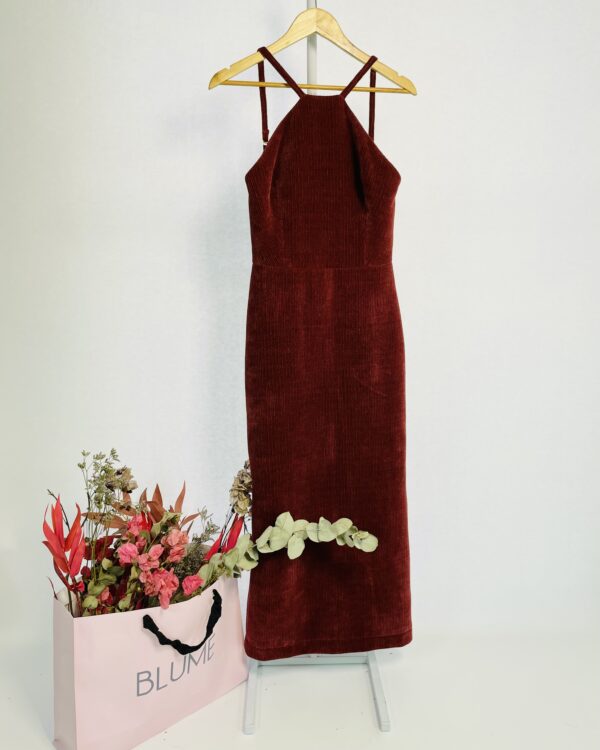 Vestido longo bordô veludo alças finas FABULOUS AGILITÁ - M