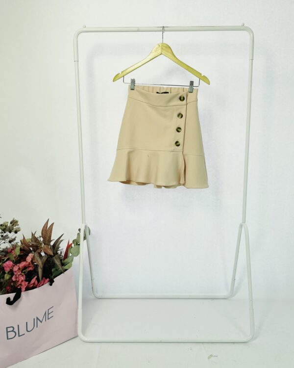 Saia curta com babados rosas e botões marrons MIXED - 34