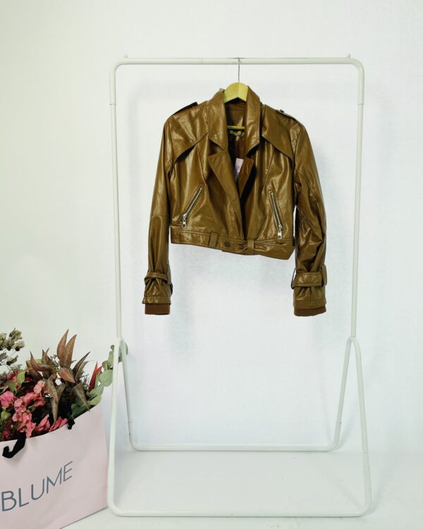 Jaqueta pu marrom OPEN - P - VENDIDO SISTEMA OTO