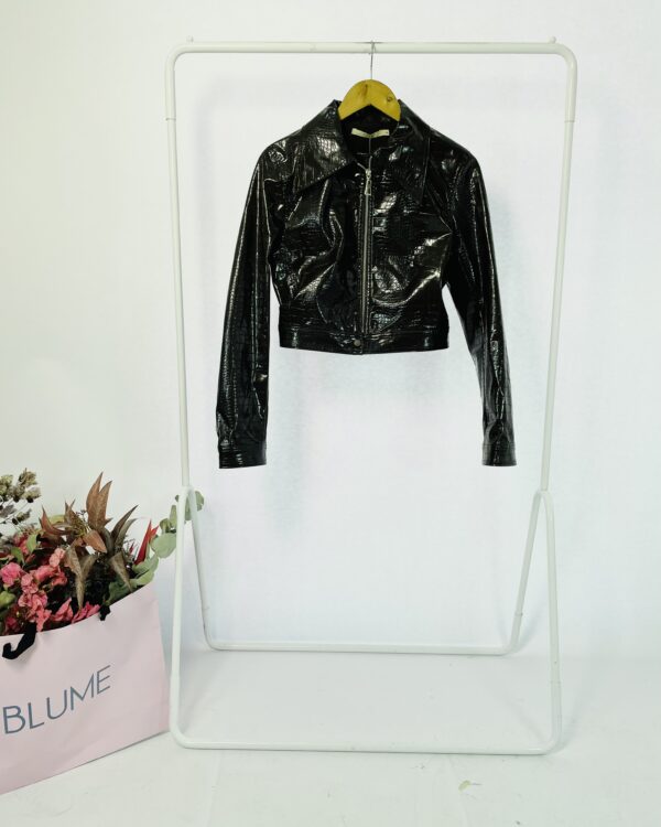 Jaqueta pu croco marrom OPEN - P - VENDIDO SISTEMA OTO