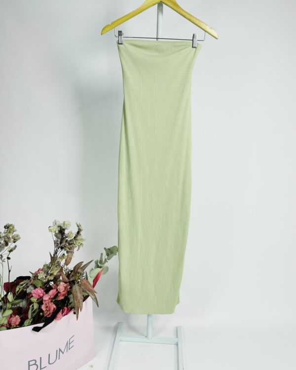 Vestido midi malha canelada gelo sem alça ELIEFE - P