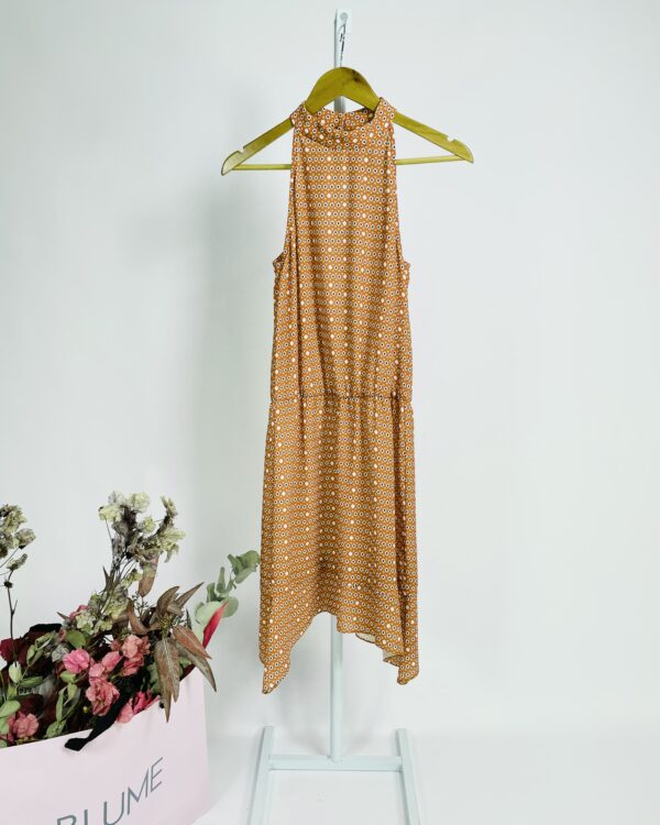 Vestido curto terracota estampado ATEEN - 38 - VENDIDO SISTEMA OTO