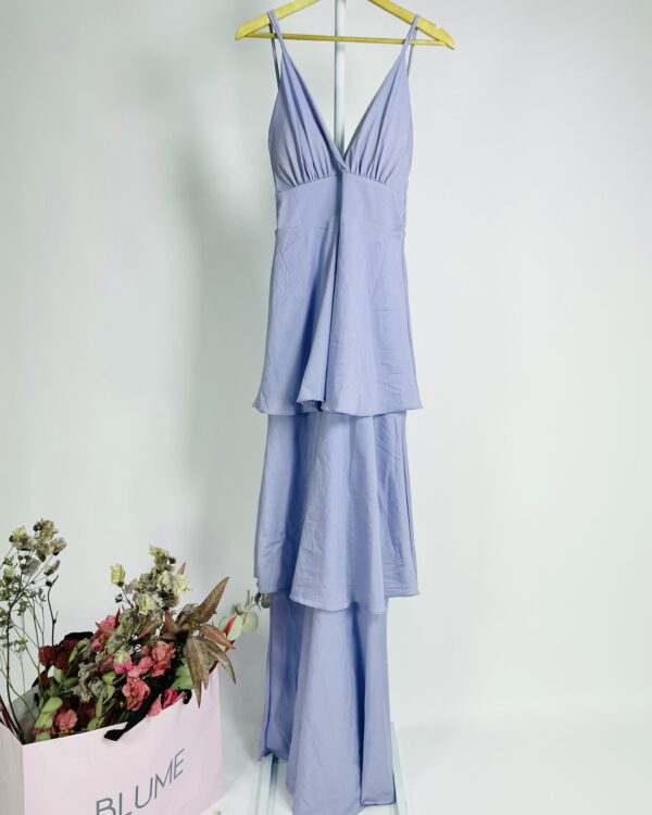 Vestido longo com babados lilás alças finas KOJI - PP *nunca usado*