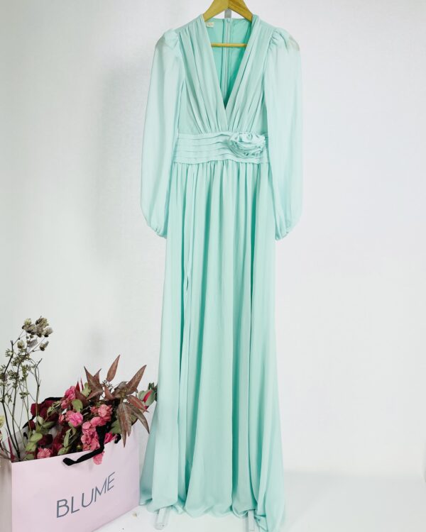 Vestido azul claro mangas longas com decote v KOJI - PP *nunca usado*