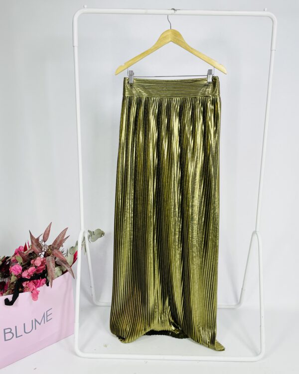 Saia longa dourada com plissado LAURA CANGUSSU - M *nunca usada* - VENDIDO SISTEMA OTO