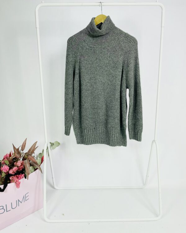 Blusa tricot cinza gola alta OPEN - PP - VENDIDO SISTEMA OTO