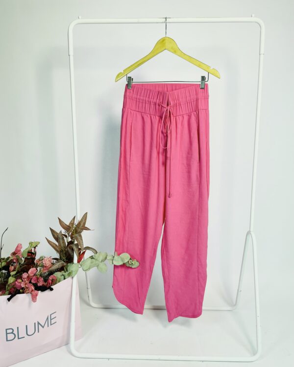 Calça rosa com elástico na cintura e amarração OPEN - M - VENDIDÕ SISTEMA OTO~~