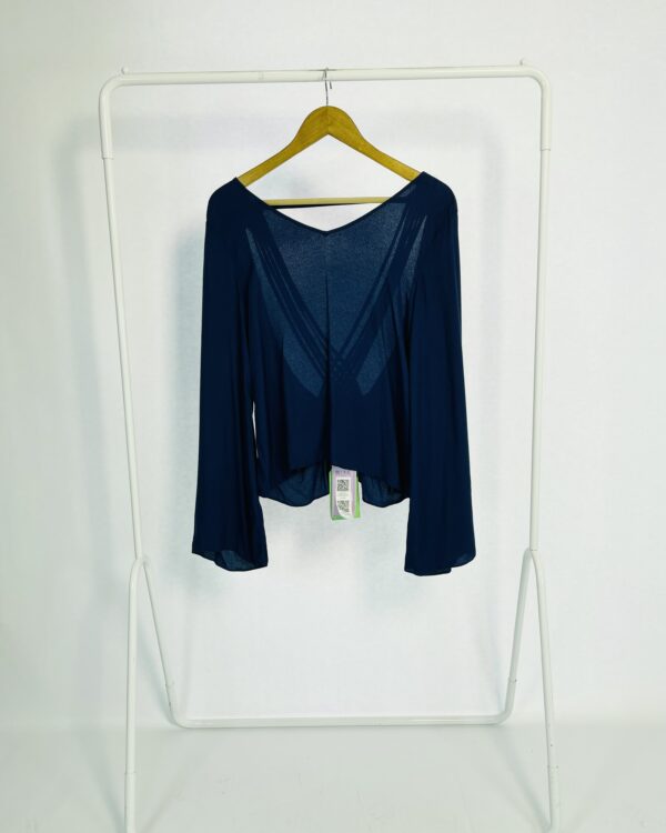 Blusa azul marinho mangas longas com tramado nas costas FARM - M