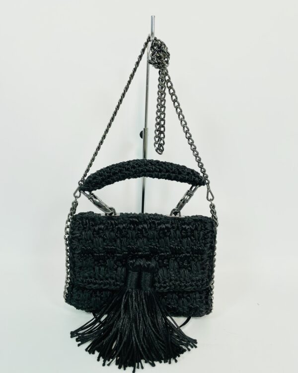 Bolsa preta crochê alça corrente CATARINA MINA