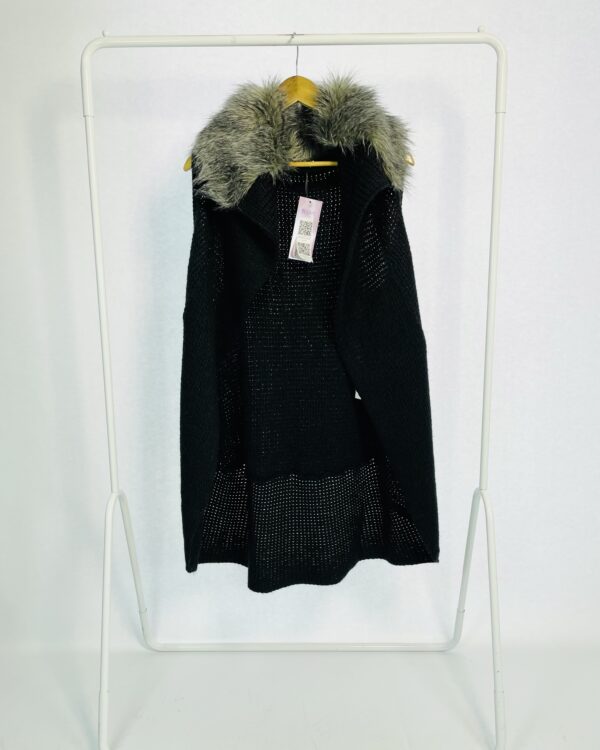 Colete alongado tricot preto com pelos cinza ANIMALE - P - VENDIDO SISTEMA OTO