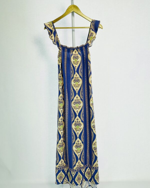 Vestido midi linho roxo com estampa bege MARIA FILÓ - P