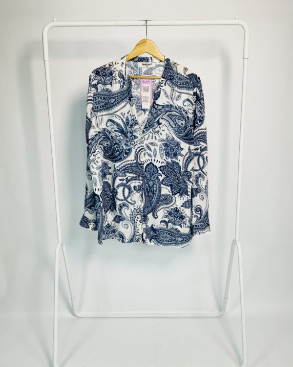 Camisa branca e azul com estampa paisley HECKEL VERRI - 46 - VENDIDO SISTEMA OTO