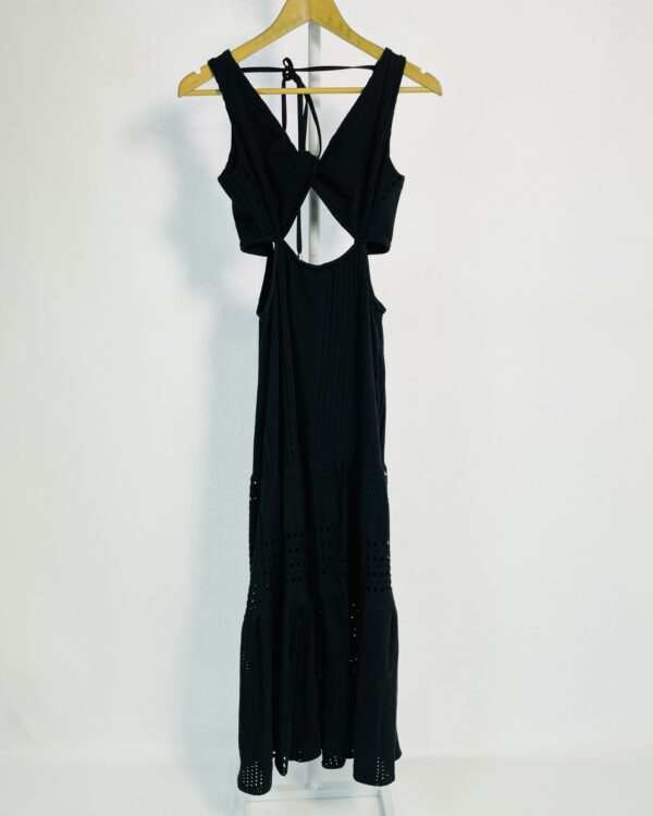Vestido midi tricot preto com recorte na cintura ROCK LOLA - P