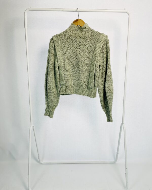 Blusa manga longa tricot verde e marrom BOBÔ - P - VENDIDO SISTEMA OTO