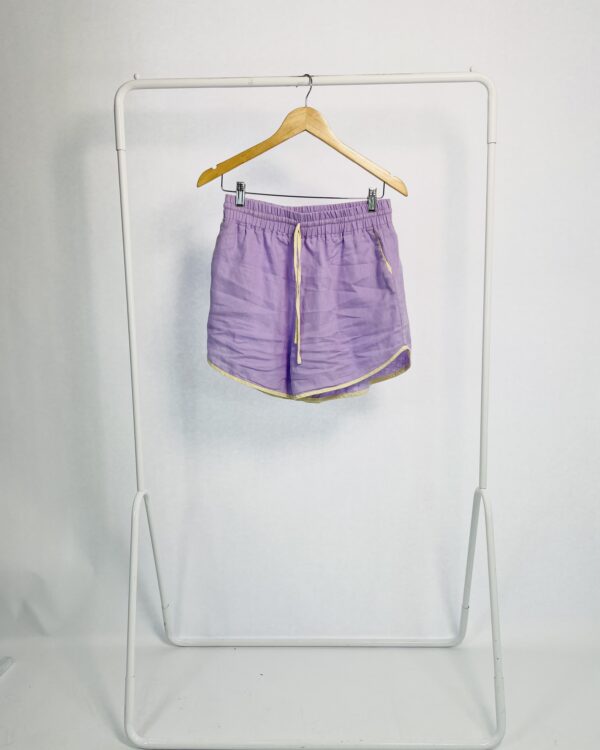 Short linho lilas viés bege PURA - M - VENDIDO SISTEMA OTO
