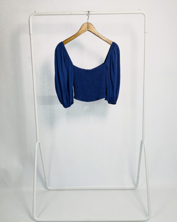 Cropped azul com lastex e mangas 3/4 MANU MANU - 38