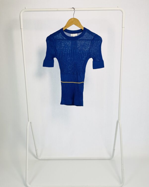 Blusa azul tricot canelada azul NK - P