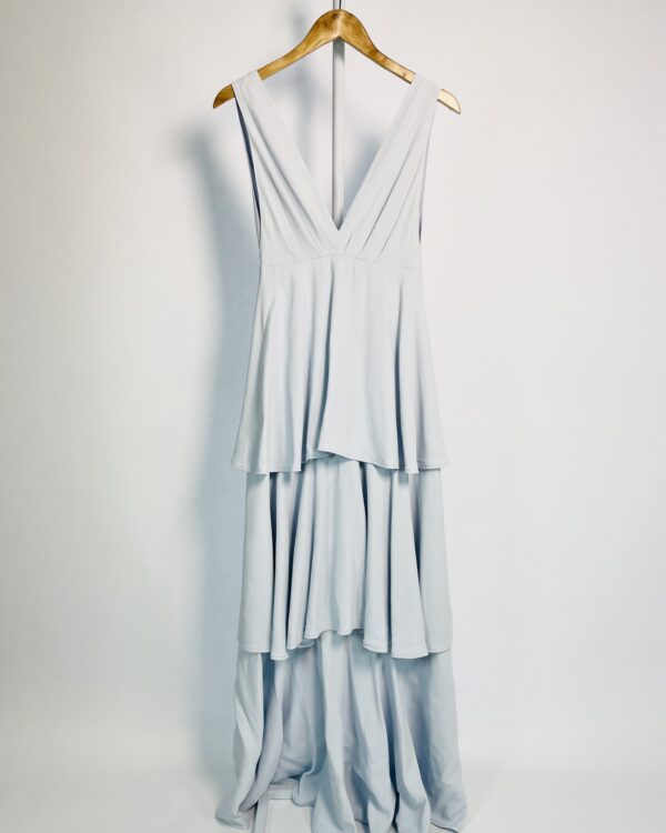 Vestido longo azul babados decote v CAROLINA NOLASCO - 32