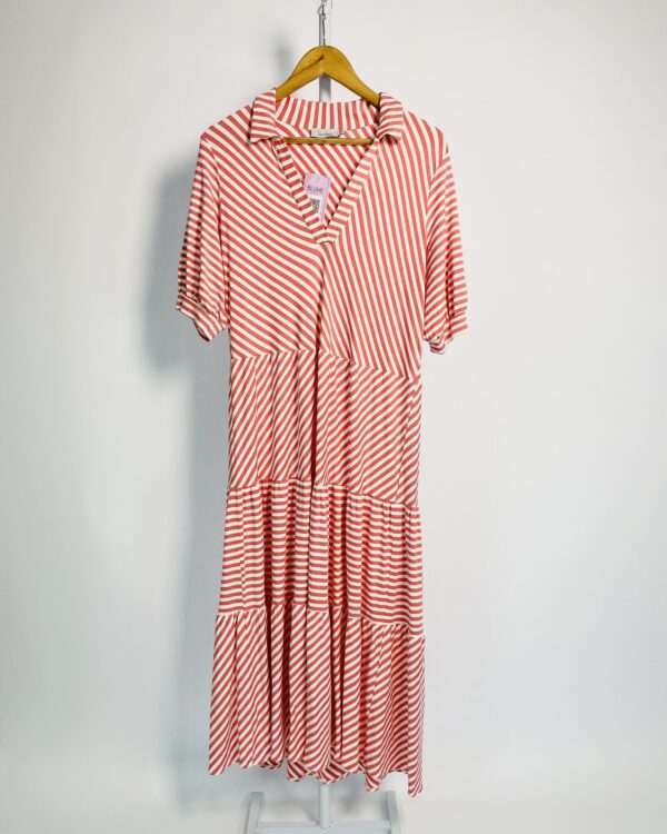 Vestido longo malha vermelho e branco listrado LUCIDEZ - G - VENDIDO SIST OTO
