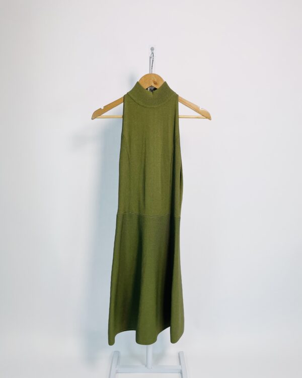 Vestido curto tricot verde evasê detalhe rosê no ziper ANIMALE - P - VENDIDO SISTEMA OTO