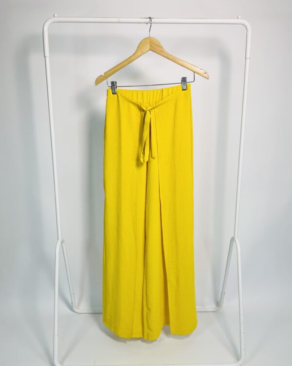 Calça pantalona amarela com sobreposição ZARA - P