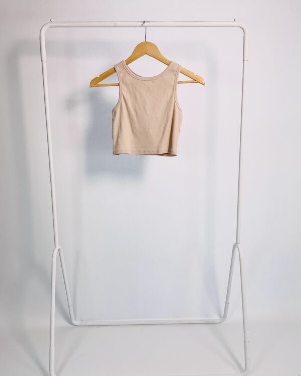 Cropped regata malha canelada bege ZARA - PP - VENDIDO SISTEMA OTO