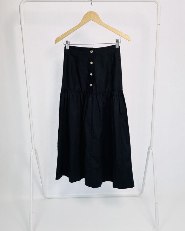 Saia midi algodão preta botões na frente H&M - 36