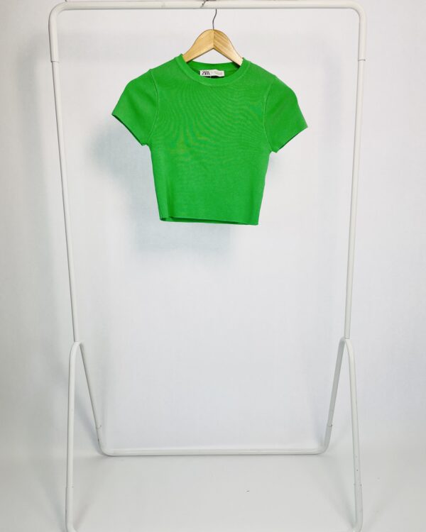 Cropped tricot verde mangas curtas ZARA - M