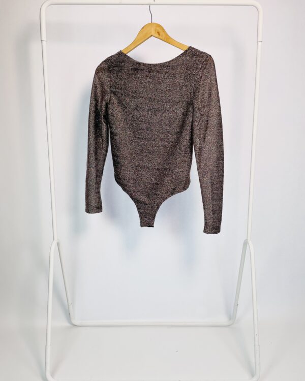 Body preto com lurex cobre e prata decote nas costas ANIMALE - M - VENDIDO SISTEMA OTO