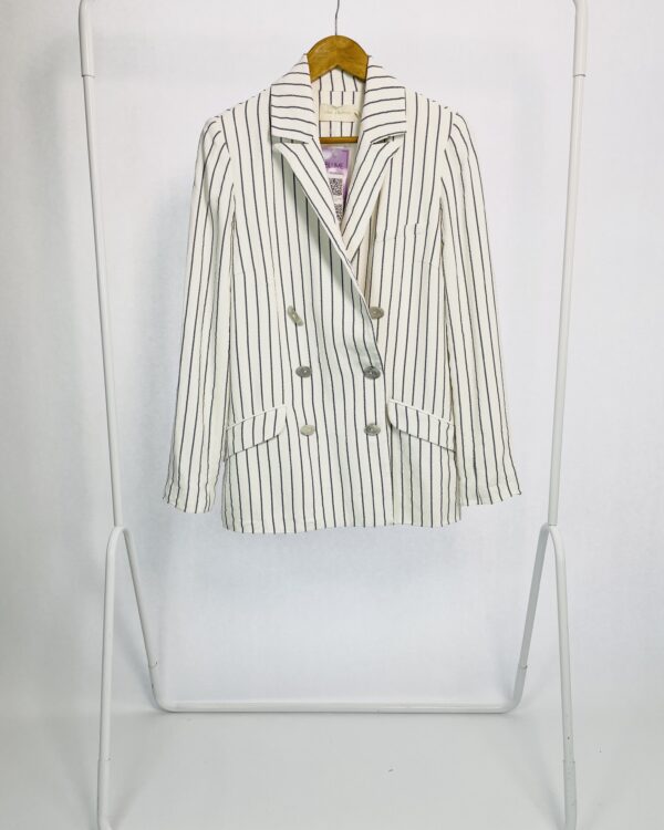 Blazer branco com listras cinzas CRIS BARROS - 36 - VENDIDO SISTEMA OTO