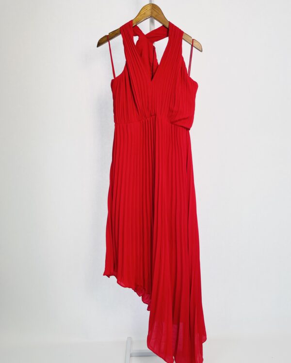 Vestido longo drapeado vermelho um ombro só LUCIDEZ - P - VENDIDO SISTEMA OTO