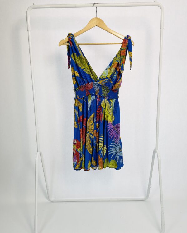 Vestido curto azul marinho amarração nas alças FARM - G - VENDIDO SISTEMA OTO