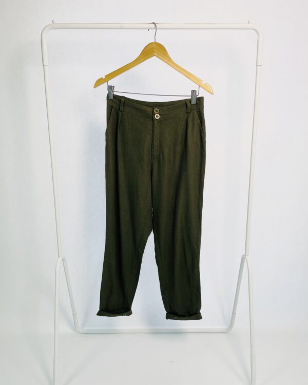 Calça linho verde musgo BAZIS - M - VENDIDO SISEMA OTO