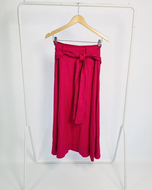 Saia midi linho rosa com amarração ANIMALE -36