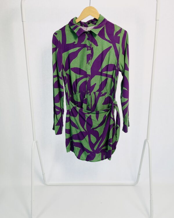 Macaquinho verde com roxo com amarração LIZIE - M - VENDIDO SISTEMA OTO