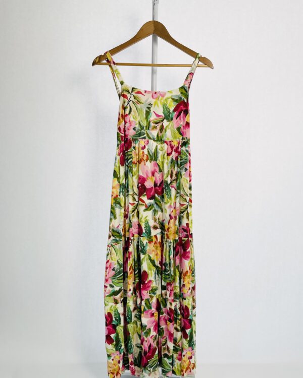 Vestido fluido branco com estampa florida FARM - P - VENDIDO SISTEMA OTO