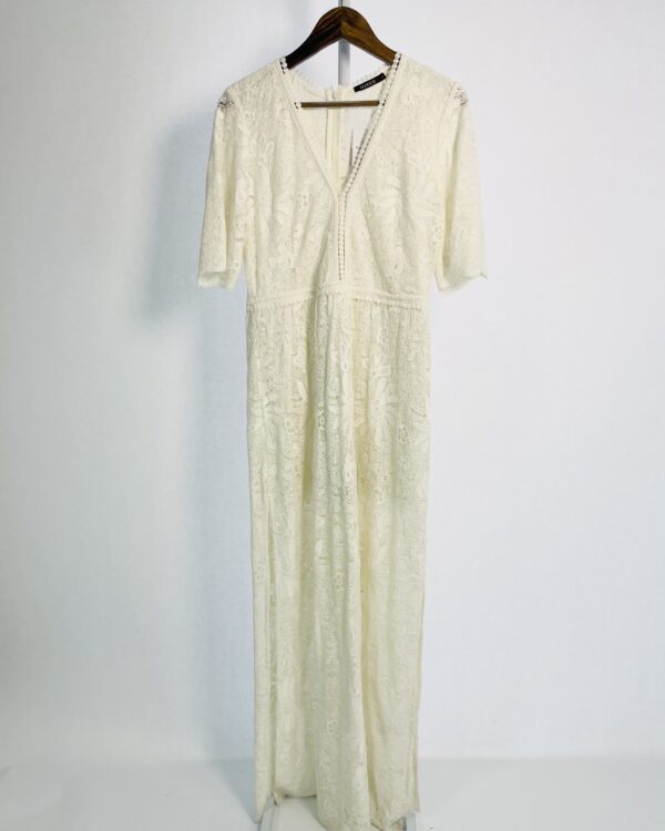 Vestido longo renda off white MIXED - 42