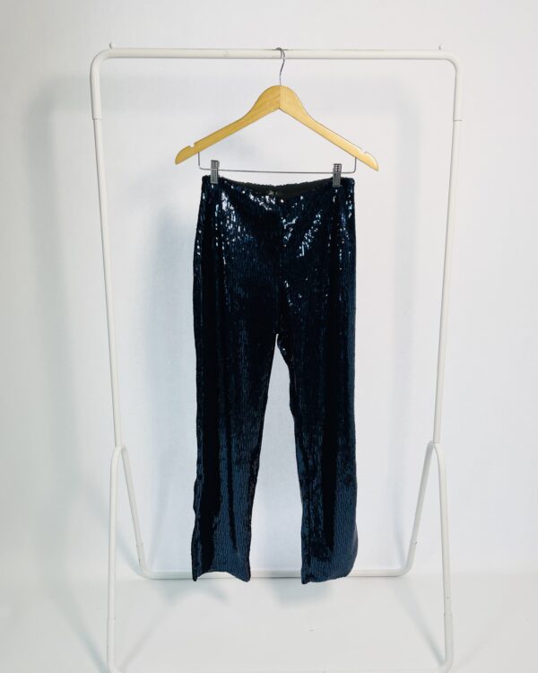 Calça paetê preta e azul BEA - P - VENDIDO SISTEMA OTO